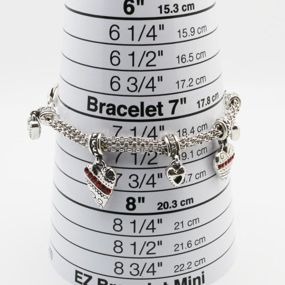 Designer BRIGHTON beaded Cubic Zirconia Heart Charms Bracelet - Picture 10 of 11